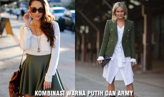 kombinasi warna putih dan army