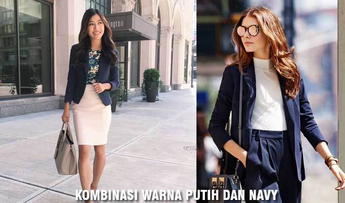 kombinasi warna putih dan navy